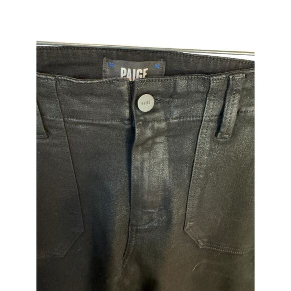PAIGE Mayslie Cropped Ankle Coated Black Jogger Pants Size 29 Versatile Gorpcore - Picture 3 of 11